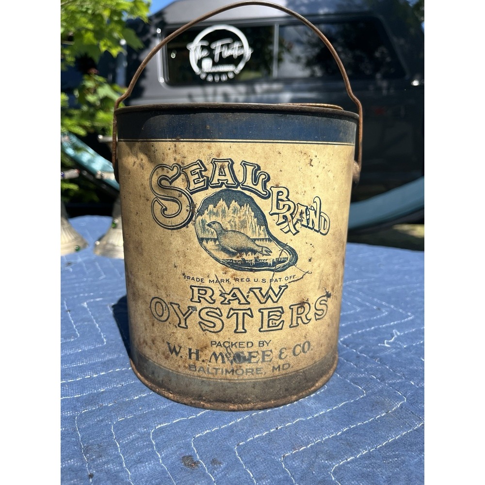 Seal Brand Gallon Raw Oyster Tin Can Baltimore MD